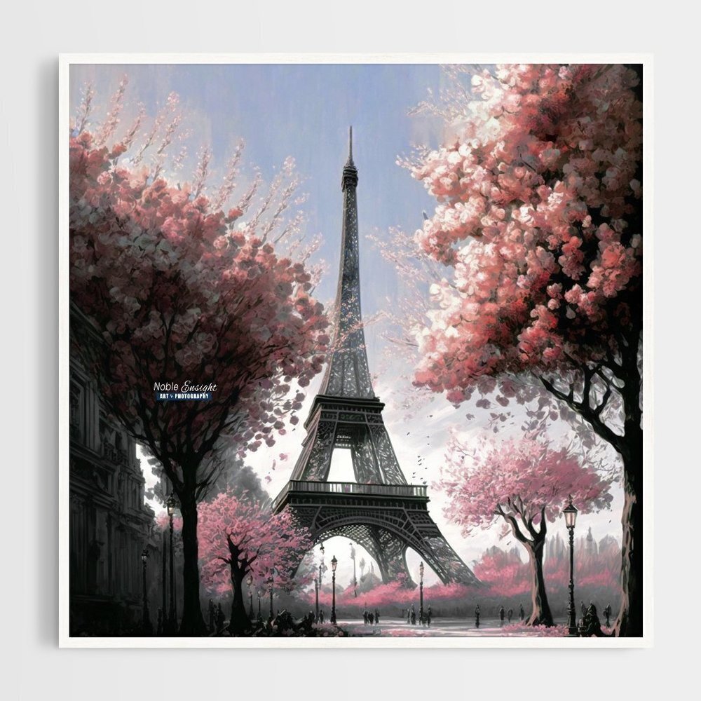 Paris Eiffel Tower Floral Fantasy Watercolor Oil‎ Painting Art Print